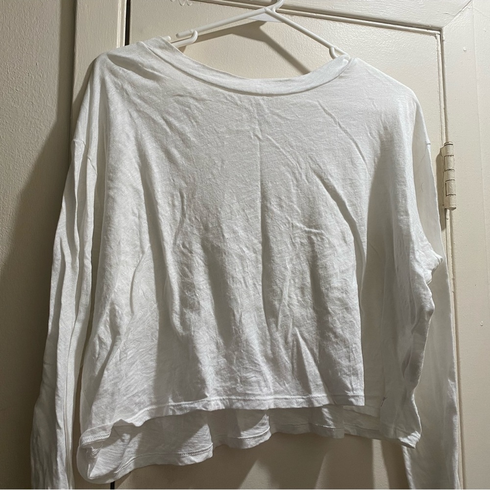 Solid white PINK crop top